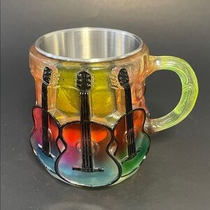 3D Painted Resin Guitar Rainbow Art Mug | Unique Musical Themed Heat-Resistant